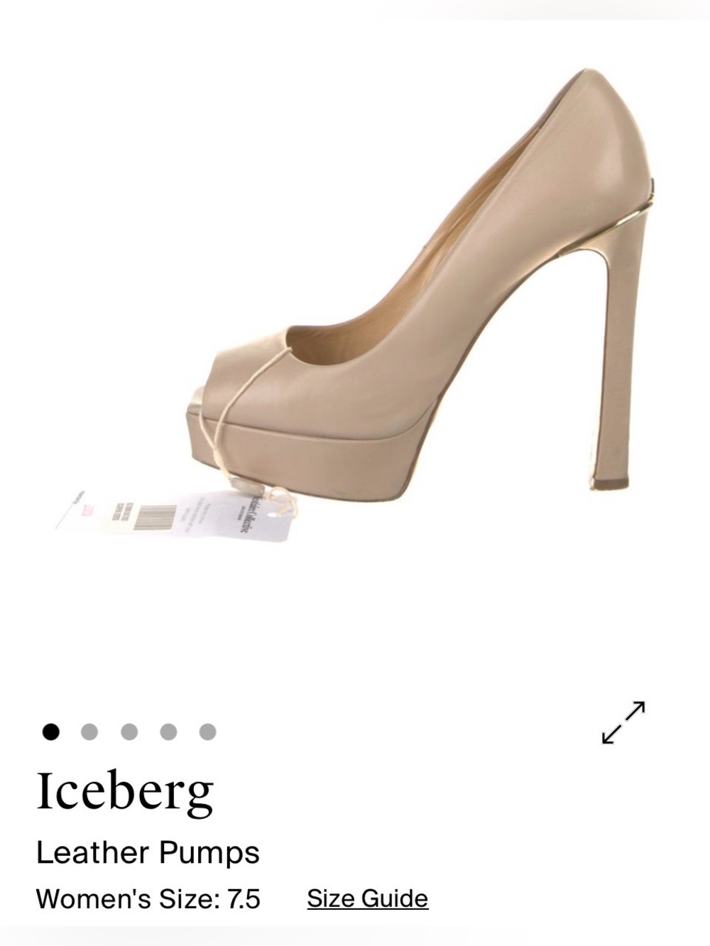 Iceberg Beige Leather Platform Peep-Toe Pumps